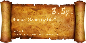 Bencz Szaniszló névjegykártya